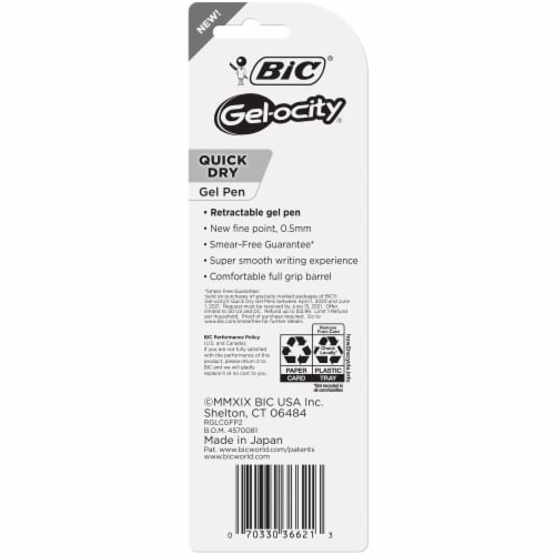 BIC® Gel-ocity® Quick Dry Fine Tip Gel Pen - Blue Perspective: back