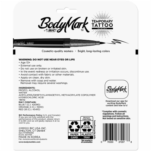 Bic BodyMark Temporary Tattoo Markers Pride Pack Perspective: back