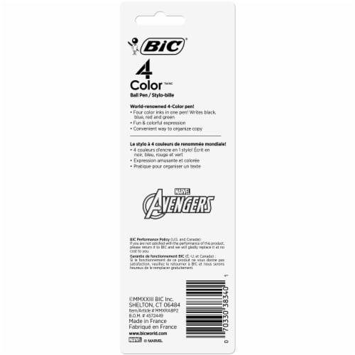 BIC® 4 Color Iron Man & Captain America Pens Perspective: back