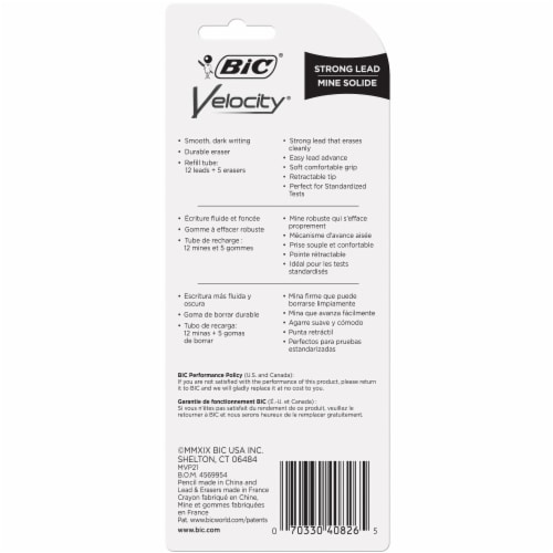 BIC® Velocity 0.9mm #2 Strong Lead Mechanical Pencils Perspective: back