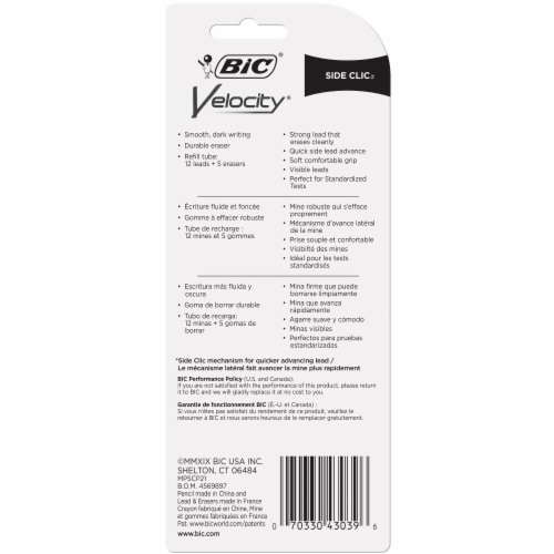 BIC® Velocity Side Clic 0.7mm Mechanical Pencils Perspective: back