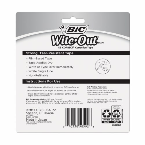 BIC Wite-Out Brand Exact Liner Correction Tape, White, 1-Pack for School  Supplies 