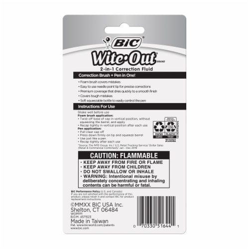 BIC Wite-Out Shake 'N Squeeze Correction Pen, 8 ml, Pack Of 4