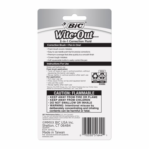 BIC® Wite-Out® 2-in-1 Correction Fluid Perspective: back