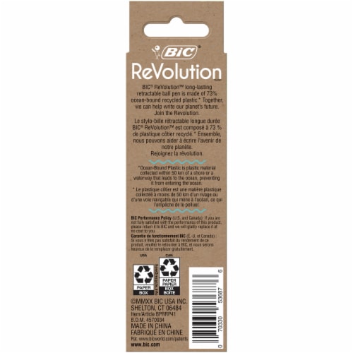 BIC® ReVolution™ Recycled Retractable Blue Ballpoint Pens Perspective: back