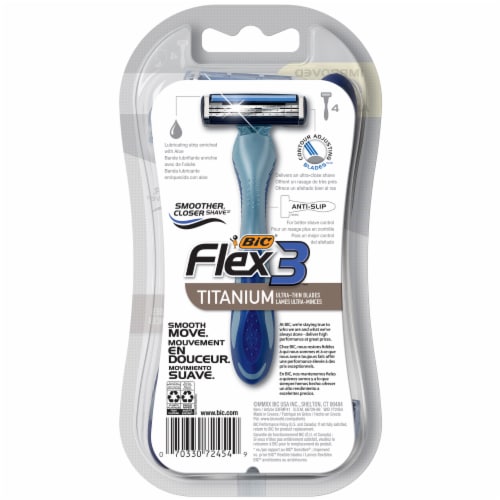 Bic® Flex3™ Men's Titanium Disposable Razors Perspective: back