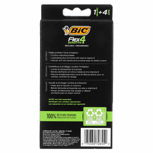 Bic Hybrid4 Flex Titanium Disposable Razors Men's Razor and Cartridge Refills Perspective: back