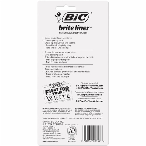 BIC® Brite Liner Highlighter Pack Perspective: back