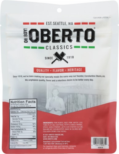 Oberto Cocktail Pep Smoked Sausage Sticks Perspective: back