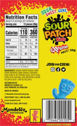 Sour Patch Kids Extreme Sour Candy Perspective: back
