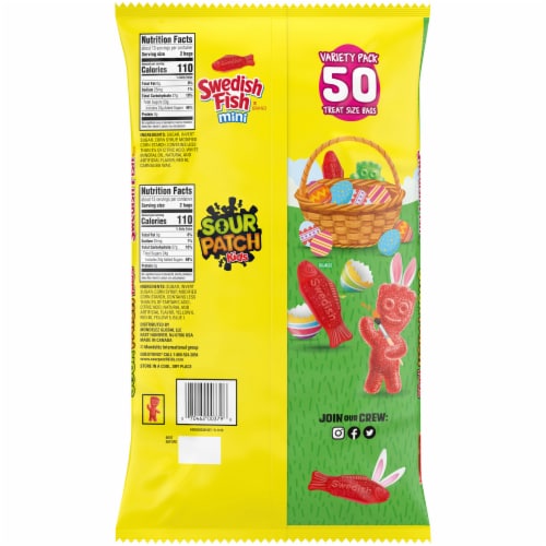 Sour Patch Kids & Swedish Fish Treat Size Easter Candy Bags Perspective: back