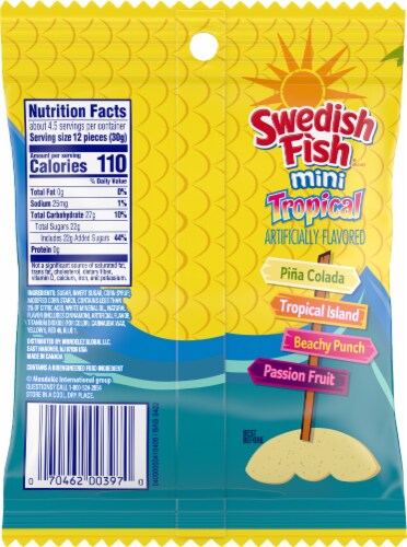 Swedish Fish Mini Tropical Soft & Chewy Candy Perspective: back