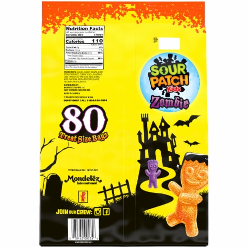 Sour Patch Kids Zombie Treat Size Candy Bags Perspective: back