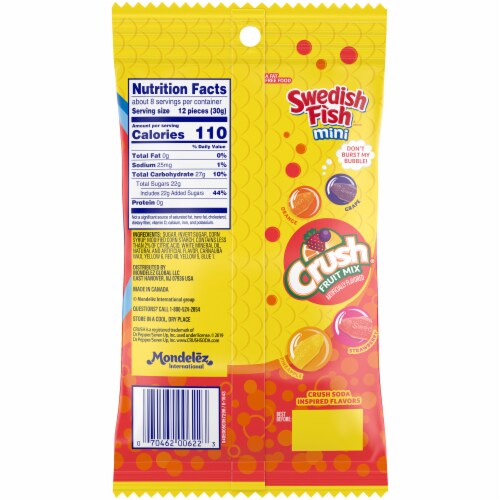 Swedish Fish Mini Crush Fruit Mix Soft & Chewy Candy Perspective: back