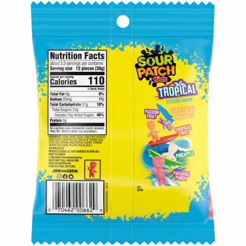 Sour Patch Kids Tropical Soft & Chewy Candy Perspective: back
