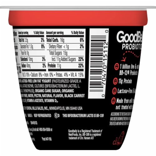 GoodBelly Probiotics Lactose-Free Strawberry Yogurt Perspective: back