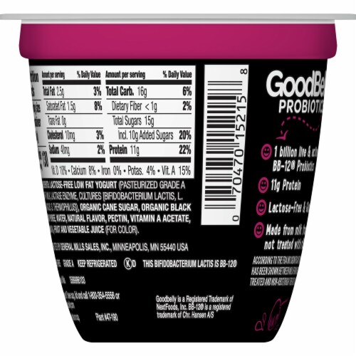 GoodBelly Probiotics Lactose-Free Black Cherry Yogurt Perspective: back
