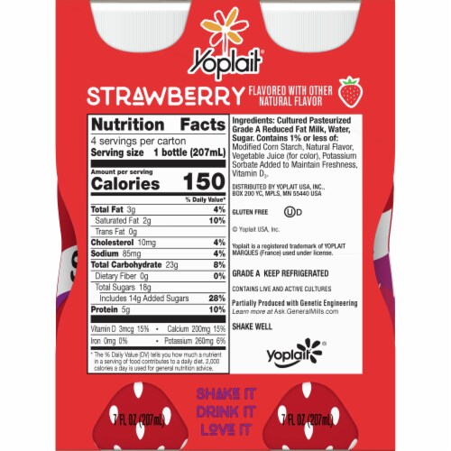 Yoplait® Strawberry Flavored Smoothie Perspective: back