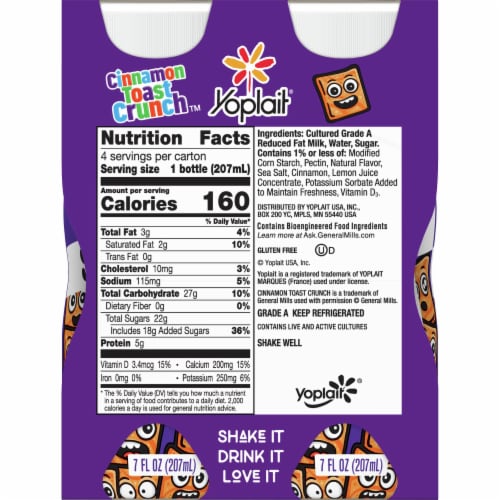 Yoplait Cinnamon Toast Crunch Smoothies Perspective: back