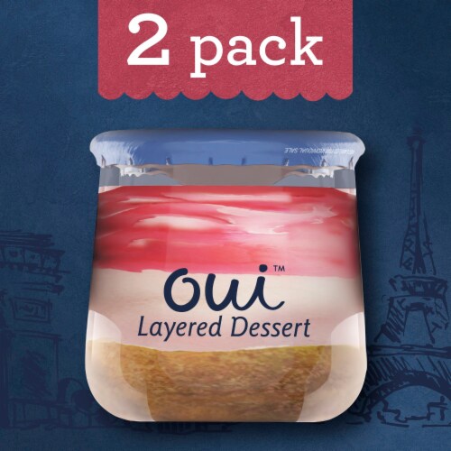 Oui by Yoplait Creme Fraiche Cherry Cheesecake Layered Dessert Glass Jars Perspective: back