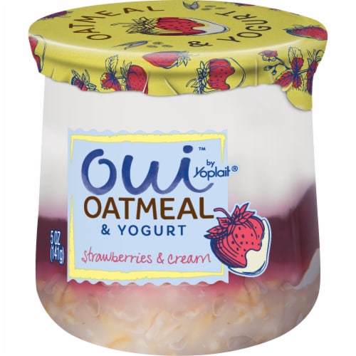 Oui by Yoplait Layered Oatmeal Strawberries & Cream Whole Milk Yogurt Jar Perspective: back