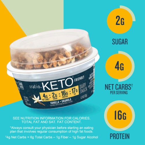 Ratio Keto Friendly Vanilla Yogurt Cultured Dairy Snack With Granola Perspective: back