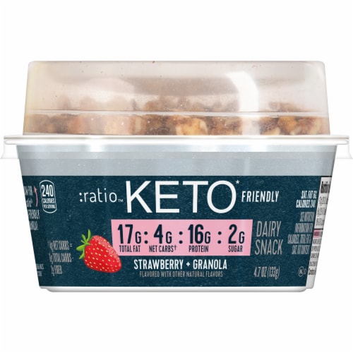 Ratio Keto Friendly Strawberry Yogurt Cultured Dairy Snack With Granola Perspective: back