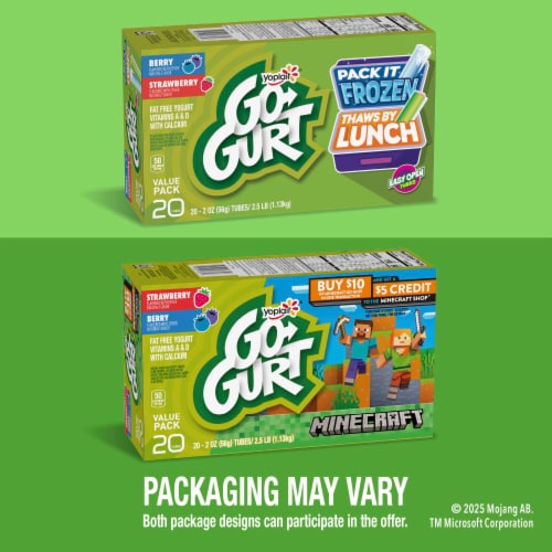 Go GURT Berry and Strawberry Kids Fat Free Yogurt Tube Perspective: back