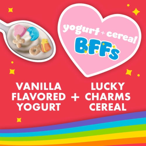 Yoplait Low Fat Vanilla Kids Yogurt & Lucky Charms Cereal Snack Perspective: back