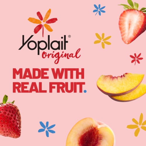 Yoplait Original Low Fat Strawberry & Harvest Peach Yogurt Pack Perspective: back