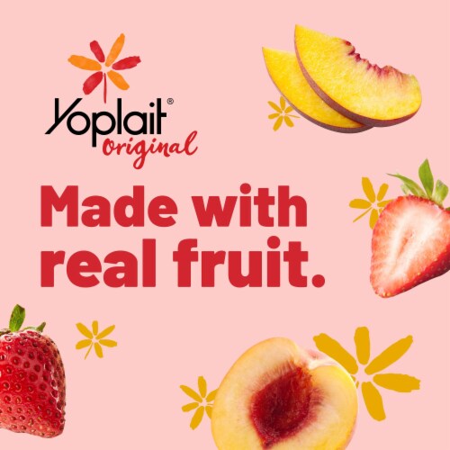 Yoplait Original Low Fat Strawberry and Harvest Peach Yogurt Cups Perspective: back