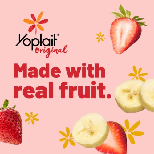 Yoplait Original Low Fat Strawberry and Strawberry Banana Yogurt Cups Perspective: back