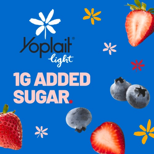 Yoplait Light Fat Free Strawberry and Blueberry Yogurt Pack Perspective: back