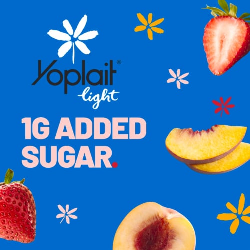 Yoplait Light Fat Free Strawberry and Harvest Peach Yogurt Pack Perspective: back