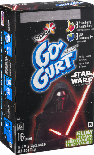 Go-Gurt Strawberry Banana Burst & Blue Raspberry Ice Yogurt Tubes Perspective: back