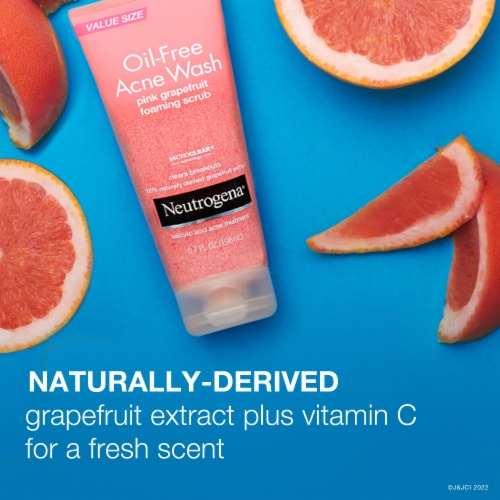Neutrogena Oil Free Pink Grapefruit Acne Face Wash with Vitamin C 2% Salicylic Acid Acne Treatment Perspective: back