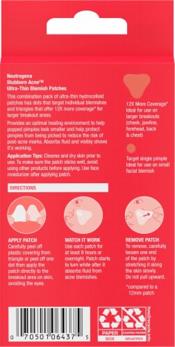 Neutrogena® Stubborn Acne Ultra-Thin Hydrocolloid Combination Blemish Patches Perspective: back