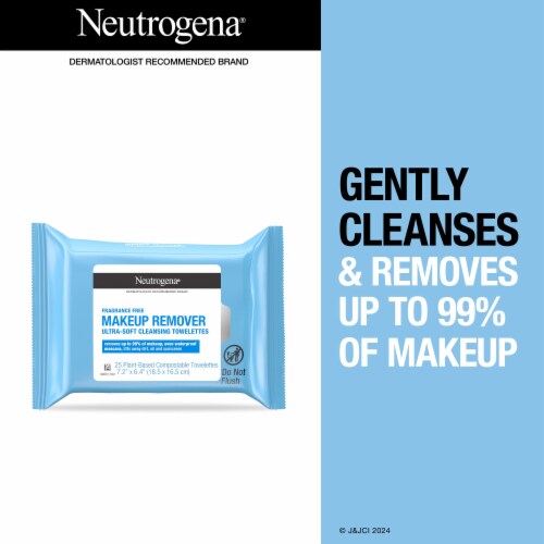 Neutrogena Makeup Remover Wipes Plant-Based + Fragrance-Free Towelettes Gently Removes Oil & Makeup Perspective: back