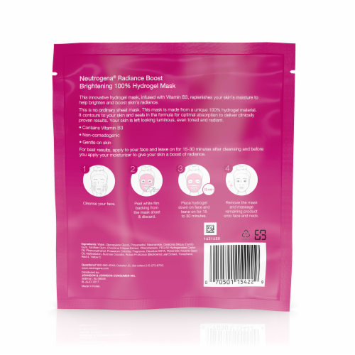 Neutrogena Radiance Boost Brightening 100% Hydrogel Face Mask Perspective: back
