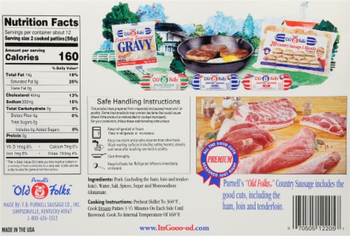 Purnell's Old Folks® Medium Country Sausage Patties Perspective: back