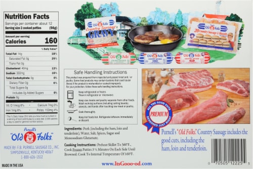 Purnell's Old Folks® Spicy-Medium Country Sausage Patties Perspective: back