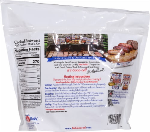 Purnell's Old Folks® Old Fashioned Cooked Bratwurst Perspective: back