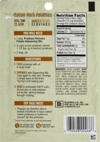 Produce Partners® Italian Herb Potatoes Seasoning Mix Perspective: back