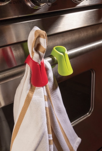 Hutzler Clip-It Towel Holder - Green/Red Perspective: back