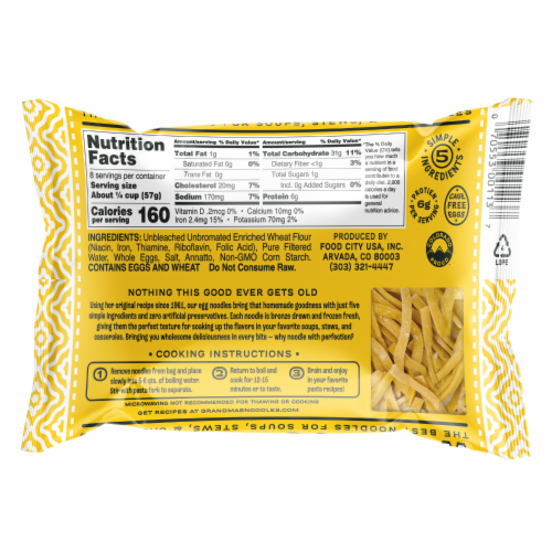 Grandma's Frozen Wide Egg Noodles Perspective: back