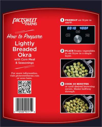 Pictsweet Farms® Frozen Lightly breaded Okra Air Fryer Seasoned Vegetables Perspective: back
