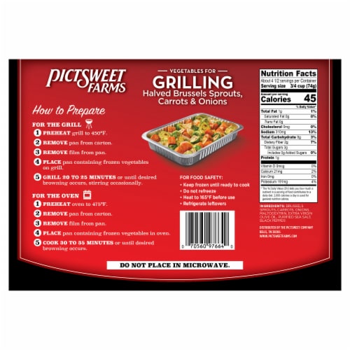 Pictsweet Farms® Frozen Vegetables For Grilling Halved Brussels Sprouts, Carrots & Onions Perspective: back