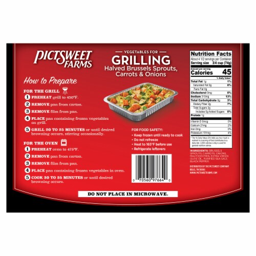 Pictsweet Farms® Frozen Vegetables For Grilling Halved Brussels Sprouts, Carrots & Onions Perspective: back