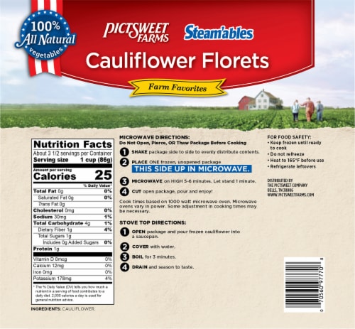 Pictsweet Farms® Steam'ables® Frozen Cauliflower Florets Perspective: back