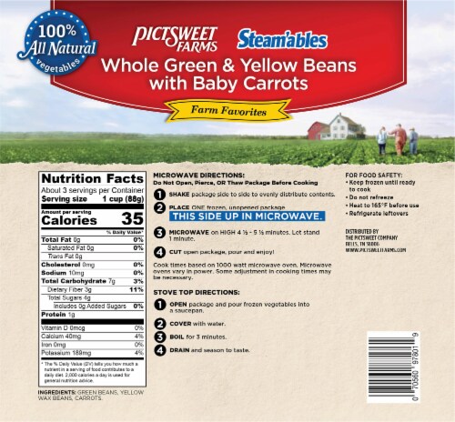 Pictsweet Farms® Steam'ables® Farm Favorites Whole Green & Yellow Beans with Baby Carrots Perspective: back
